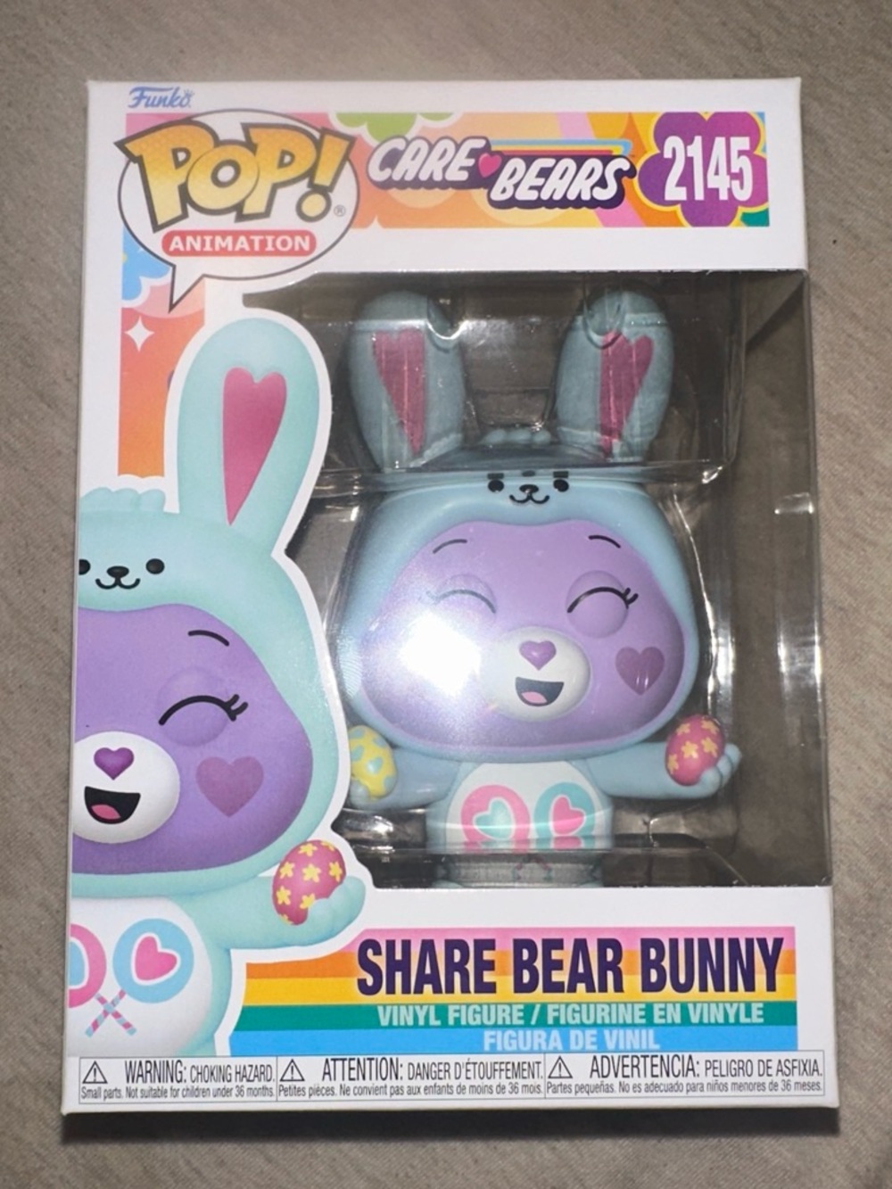 Funko Pop! Care Bears Share Bear Bunny Vinyl Figure - Purple & Light Blue